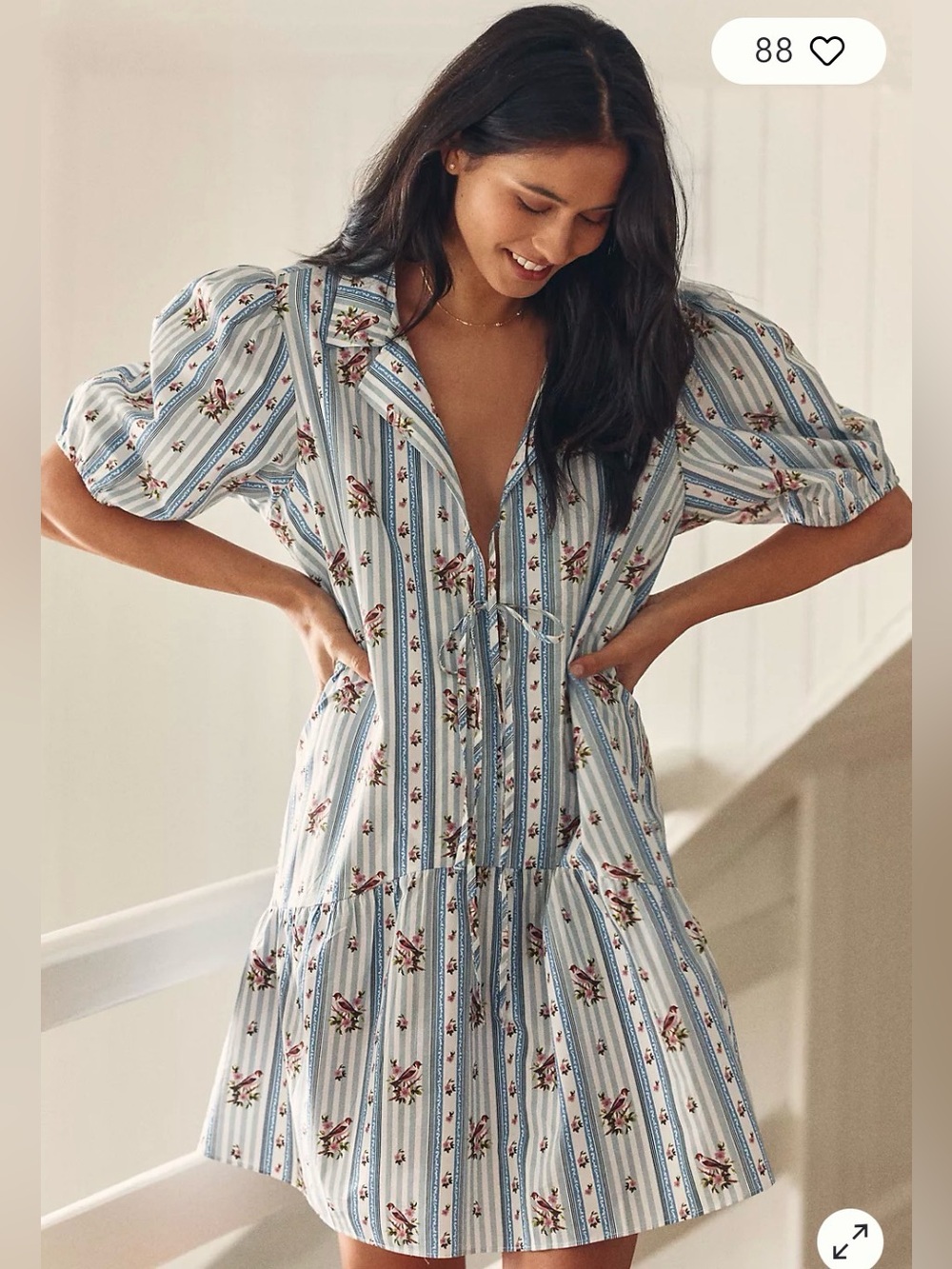 Anthropologie LyreBird Puff Sleeve Mini Dress